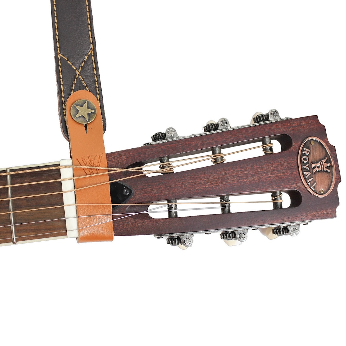 Honey Tan Leather Acoustic Guitar Strap Button Headstock Etsy