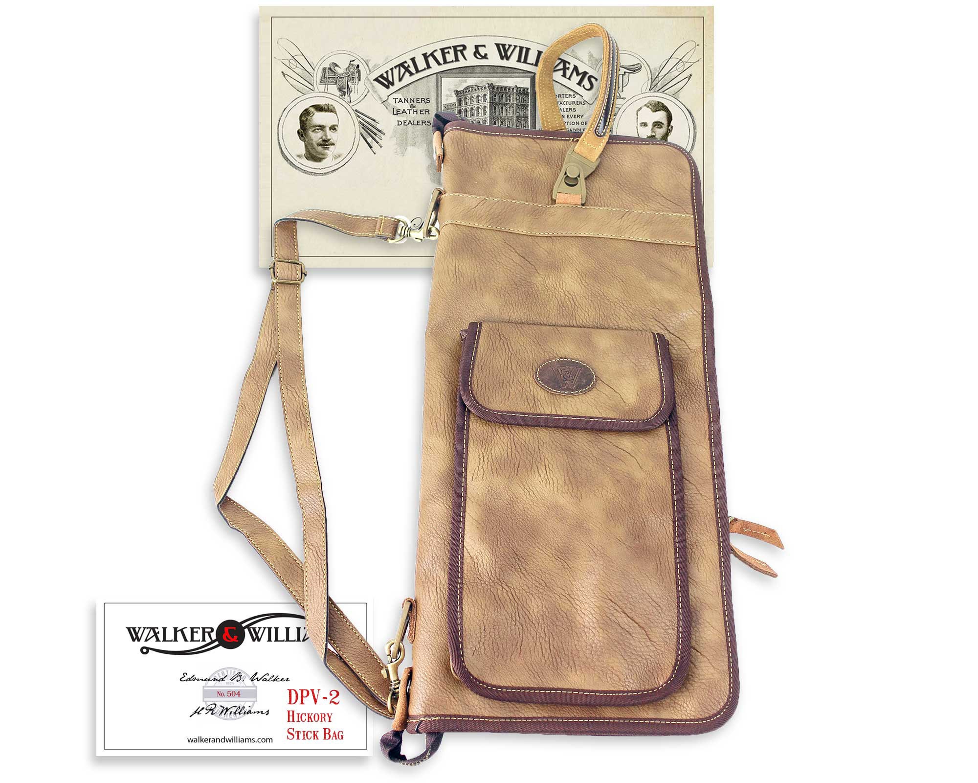 Hickory Drumstick Bag Holds 10-12 Pairs Detachable Straps Walker & Williams DPV-2