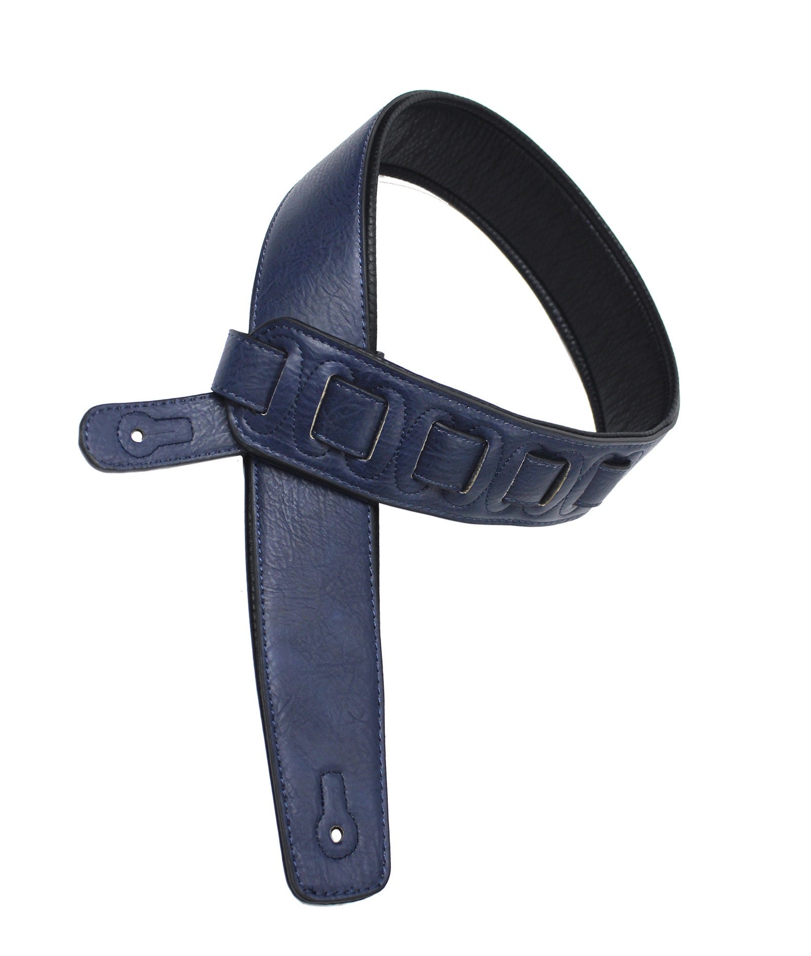 Navy Blue Leather Guitar Strap With Padded Glove Leather Back Etsy