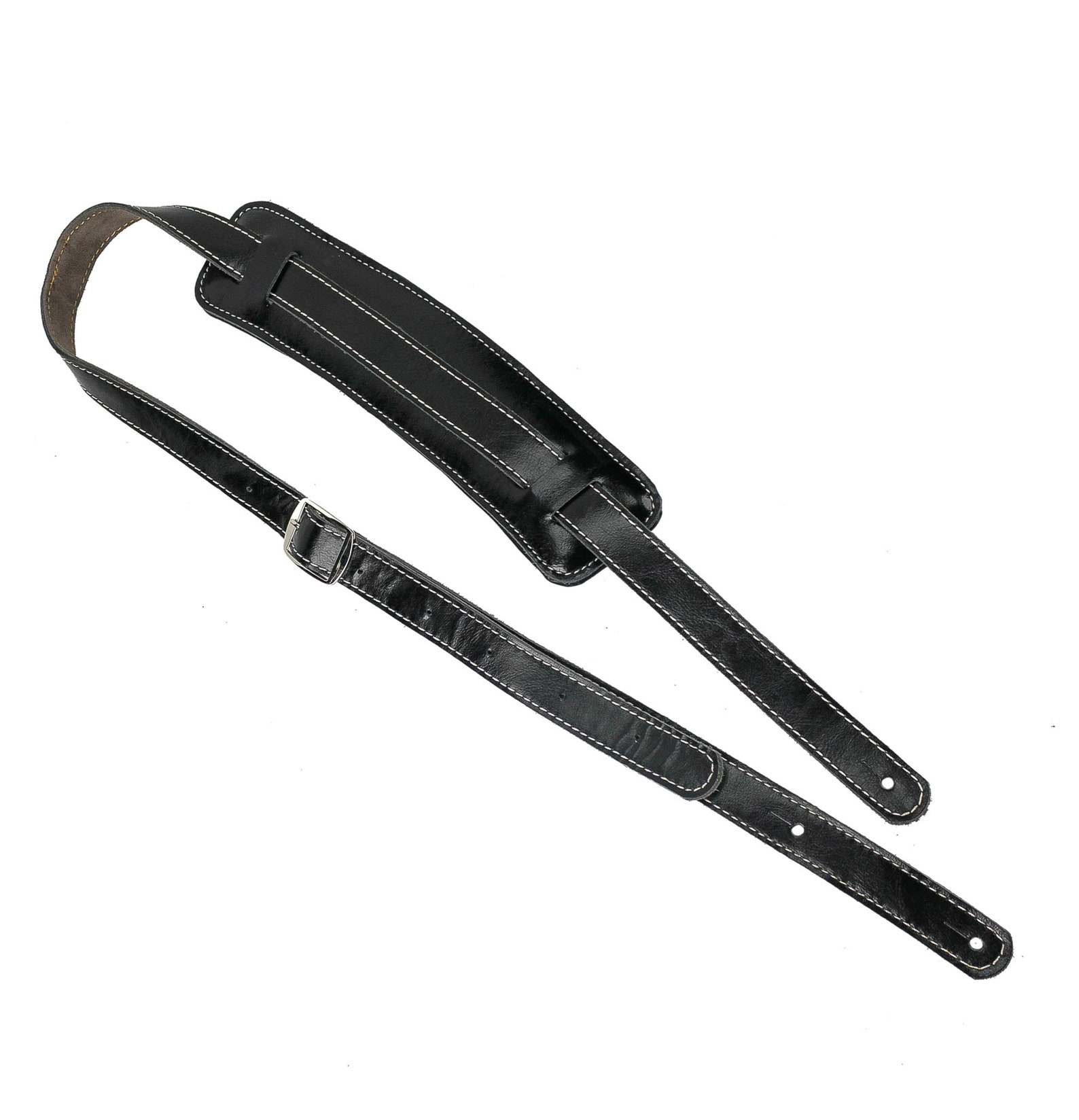 Wider rockabilly guitar strap soft black leather extra long up etsy