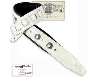 Walker & Williams C-44-WHT Double Padded Premium White Leather Strap w/Conchos