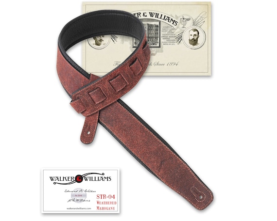 Walker & Williams STR-04 Distressed Mahogany Brown Italian Leather Padded G