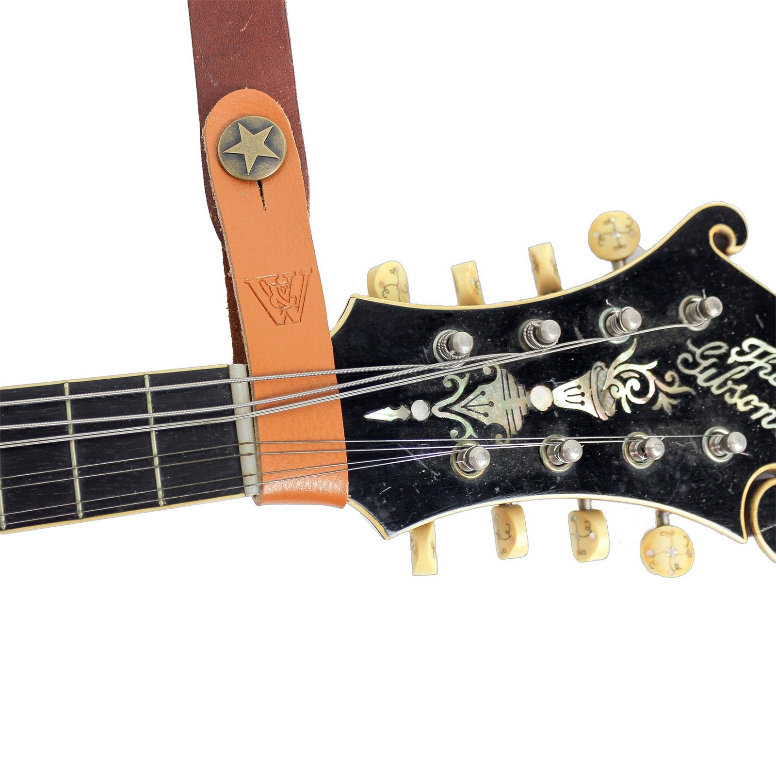 Honey Tan Leather Acoustic Guitar Strap Button Headstock Etsy