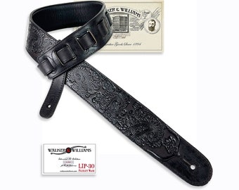 Walker And Williams LIP-30 Black Sand Carving Leather Top With Full Length Tooled Paisley Design