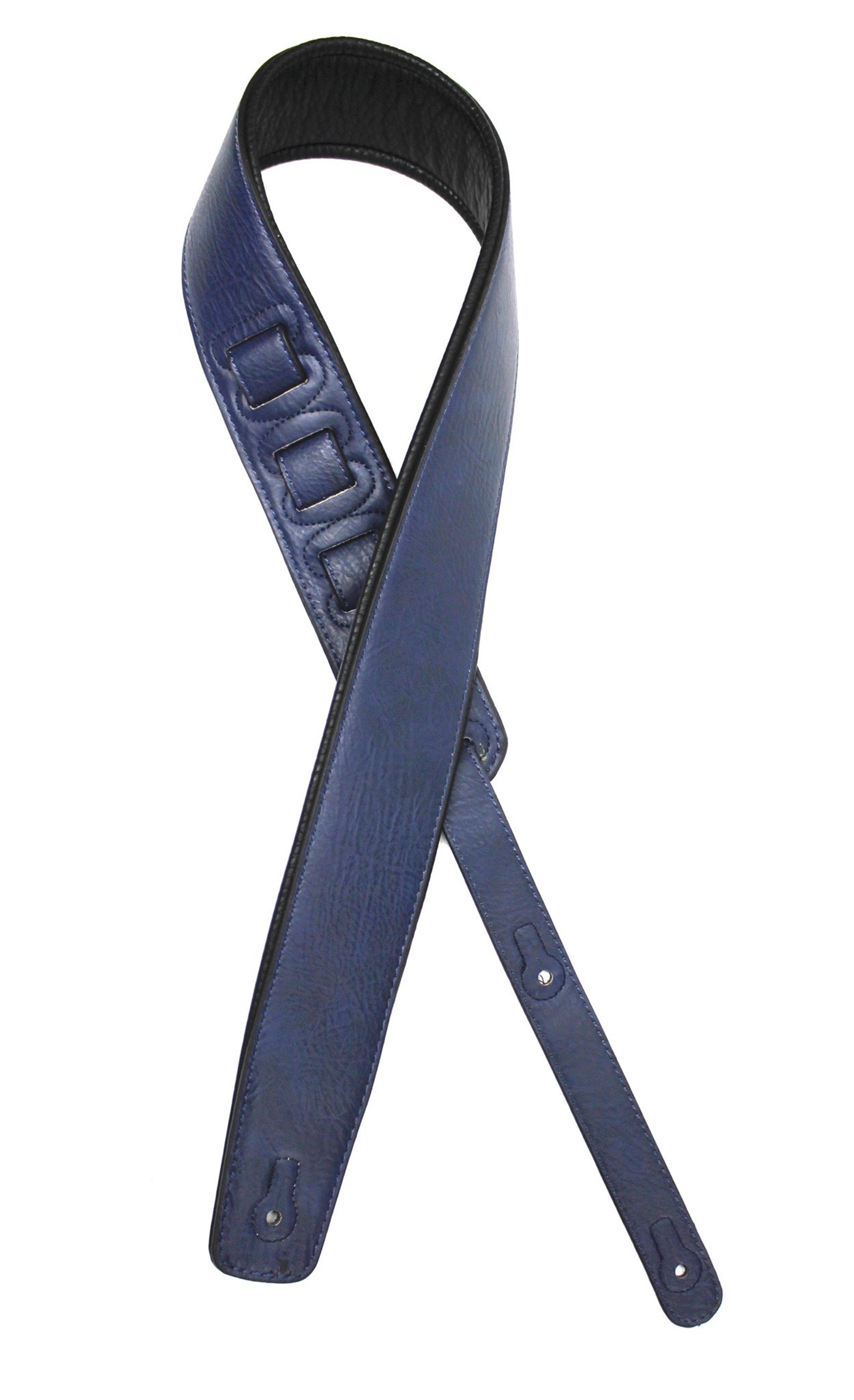 Navy Blue Leather Guitar Strap With Padded Glove Leather Back Etsy