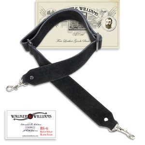 Black Comfy Suede Banjo Strap with Clips Walker & Williams BS-6