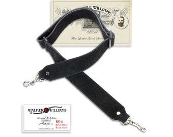 Black Comfy Suede Banjo Strap with Clips Walker & Williams BS-6