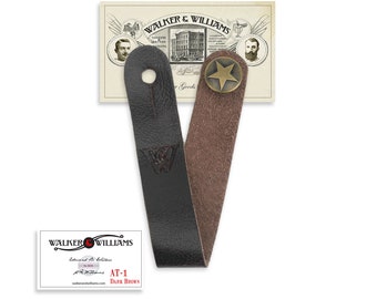 Coffee Brown Leather Acoustic Guitar Strap Button Headstock Adapter Walker & Williams AT-1