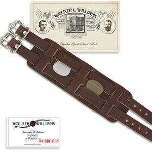 Walker and Williams BRC-BRN Walnut Brown Premium Leather Double Strap Quick Pick Bracelet image 1