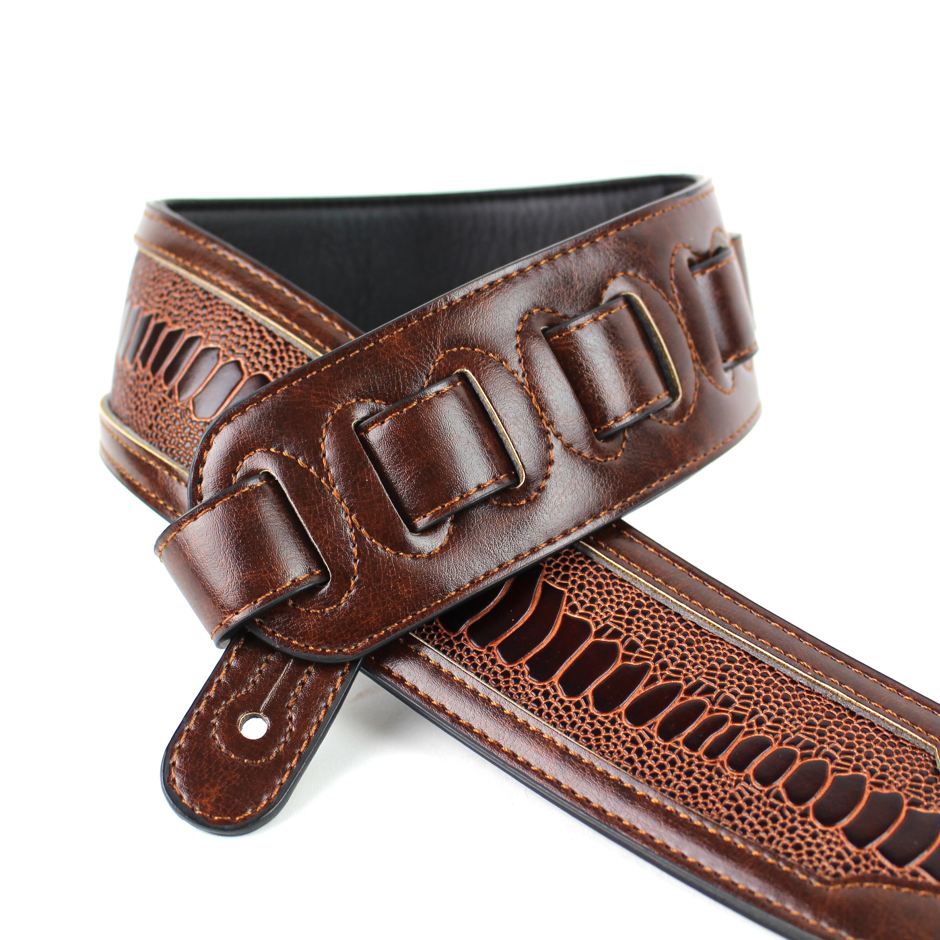 Weathered Dark Brown Leather Padded Guitar Strap with Etsy
