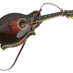 Mandolin Strap Chestnut Brown Leather for A or F Type Mandolins Walker ...