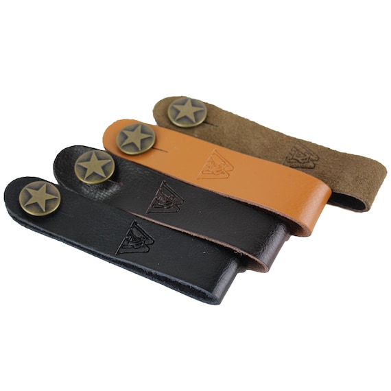 Brown Carving Leather Acoustic Guitar Strap Button Headstock Adaptor Walker /&...
