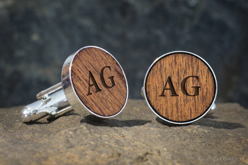 Personalized Wooden Cufflinks Monogrammed Initial Groomsmen Etsy