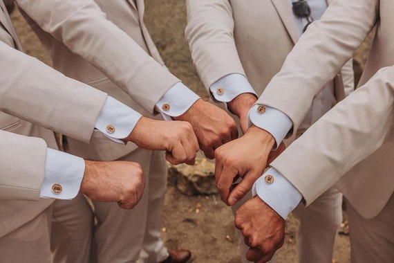 Groomsmen Cufflinks Personalized Wood Cufflinks Engraved Monogram