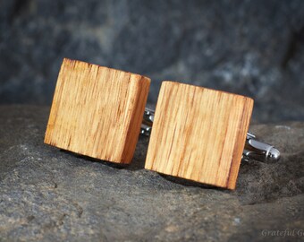 Heart Of Gold Wood Cufflinks - Cuff Links, Groomsmen, Best Man, 5th Wedding Anniversary Present