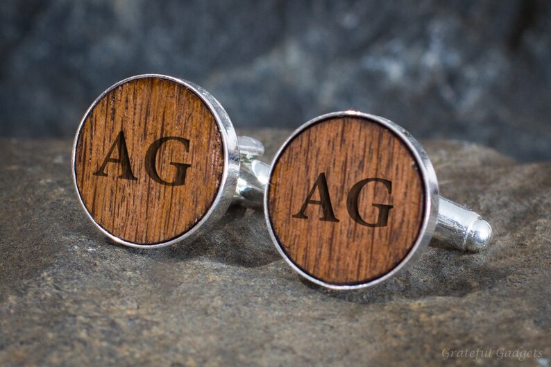 Personalized Wooden Cufflinks Monogrammed Initial Groomsmen Etsy