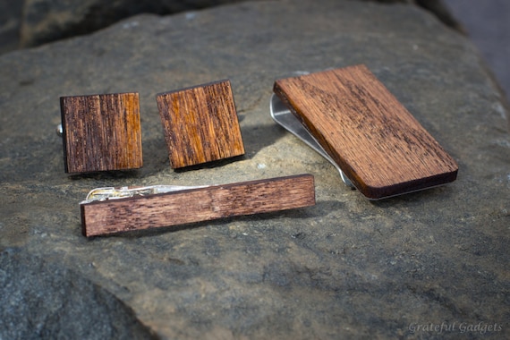 Wooden tie bar tie clip gift for dad zebrano wood tie clip for wedding brother