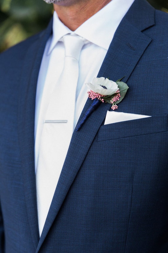 Groomsmen Tie Solid White Necktie 3 Inch Men's Ties Silk | Etsy
