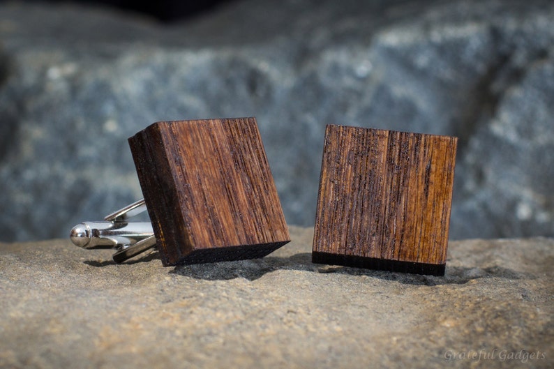 Best Man 5th Wedding Anniversary Present Groomsmen Cuff Links Hickory Smoked Wood Tie Clip Money Clip
