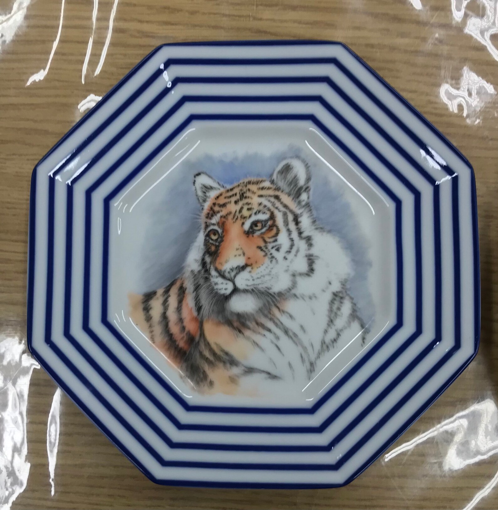 Two Tiger Plates to Choose From Octagonal is 7 3/4 Across Round One is