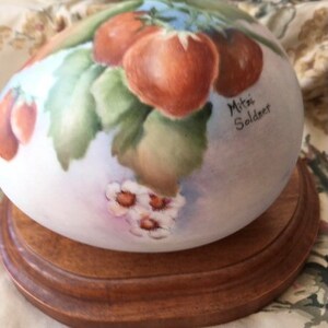 Handpainted strawberry egg shaped box