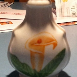 Unique hand painted Calla lily perfume bottle