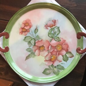 Beautiful platter with Handpainted wild roses