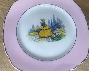 Bread plate made in England , English bone China plate lady crinoline