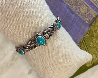 Bracelet Rajasthani ethnique vintage en turquoise et en argent 925, bracelet de Rajasthan, bracelet ethnique, bracelet Jaipur