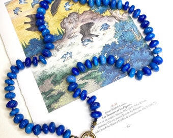 Collier opale bleu unisexe, collier perles bleu opale, opal beaded necklace