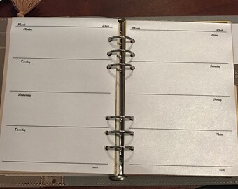 A5 WO1P GOLD Edge/white Dated Planner Inserts Refill 