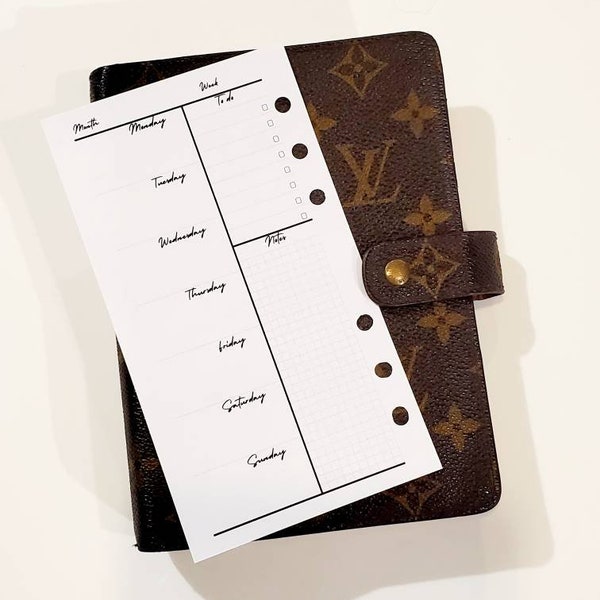 A5 / PERSONAL WO1P GOLD Edge/White Planner Inserciones, Recarga, Organizador, Calendario, Vertical Horizontal Louis Vuitton Agenda gm mm 2020 2021