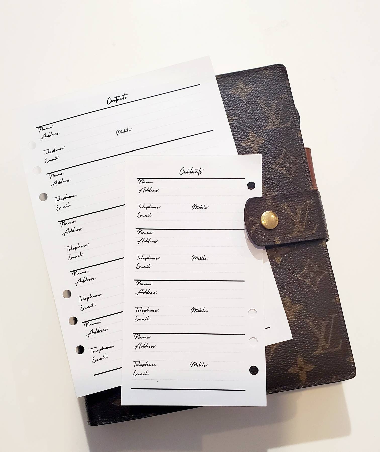 A5 / PERSONAL WO1P GOLD Edge/white Planner Inserts Refill 