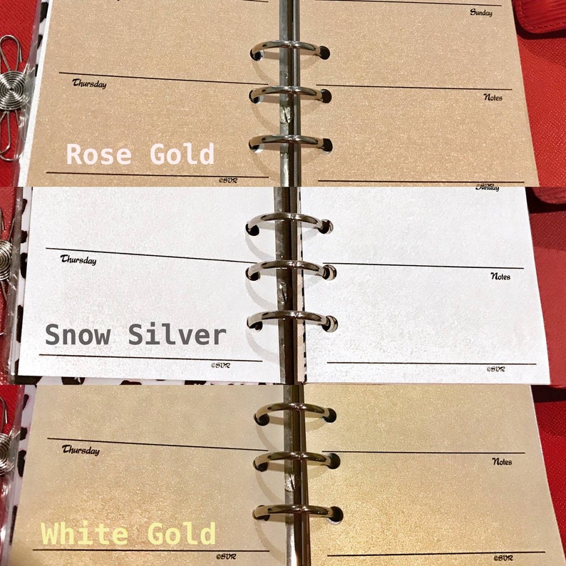NOTES A5/PERSONAL Gold Edge /Shimmer/White Planner Inserts | Etsy