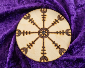 Helm of Awe or Helm of Terror (Icelandic: Ægishjálmur, Old Norse Œgishjalmr) Birch wood plaque