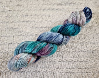 Wobbly Whale 2022: Handdyed Coriedale NON  superwash fingering weight sock yarn.