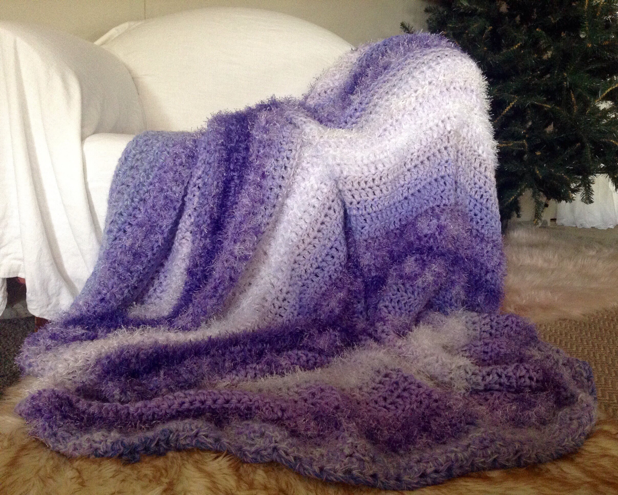 Lavender Crochet Afghans Made to OrderSoft White Blue Purple Etsy