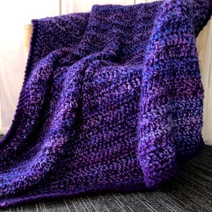 Große Häkeldecke: Juwel Ton Lila Afghan, Grobstrick Decke