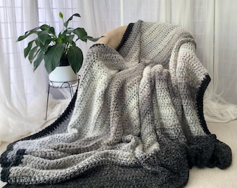 Handmade Crochet Ombre Blanket, XX Large Heirloom Bedspread