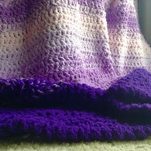 Custom made sizes: purple ombre chenille crochet blanket for sale, Luxury bedding, Unique teen dorm gift, Adult plum white gradient afghan
