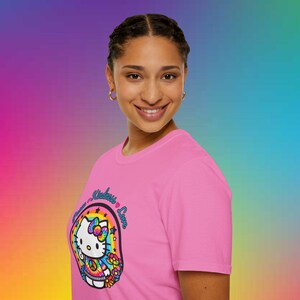 Peace Kindness and Love Hello Kitty Shirt, Unisex Softstyle T-Shirt image 9