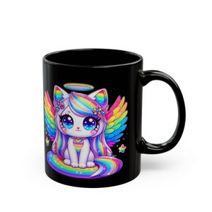 Neon rainbow kitten Mug, Pastel Rainbow, Cute Cat Cup, Cat Lover, Colorful Kitty Tea Mug, Unique Animal Lover Present, Ceramic Mug for Cat