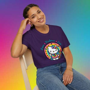 Peace Kindness and Love Hello Kitty Shirt, Unisex Softstyle T-Shirt image 8