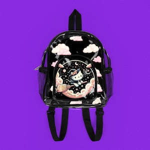Witchy Kitty Clear Backpack: See Through Concert Bag