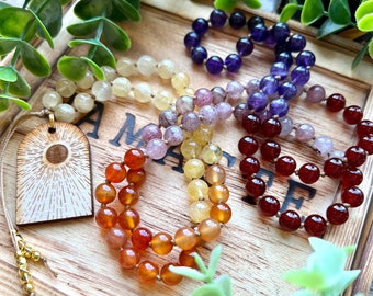 Mala Beads, Mala Beads 108, Mala Beads 108 Knotted, Mala Beads Necklace, Mala Necklace, Mala Necklace 108, Crystal Healing Jewelry