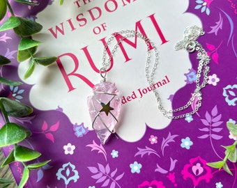 Arrowhead Necklace, Arrowhead Pendant, Rose Quartz Arrowhead, Boho Necklace, Boho Crystal Jewelry, Boho Jewelry Necklace, Healing Stones