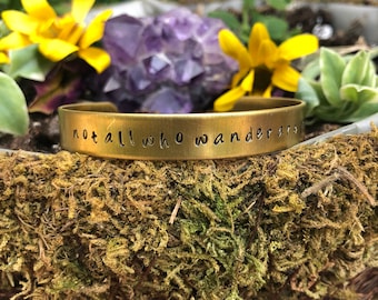 Not all who Wander are Lost | Stamped bracelet, stamped jewelry, mantra bracelet, cuff bracelet, stamped cuff, metal cuff, stamped metal