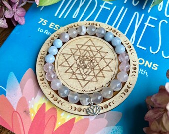Lotus Flower Bracelet, Gemstone Beaded Bracelet, Beaded Bracelet, Beaded Bracelets for Women, Crystal Bracelet Healing, Yoga Jewelry, Yoga