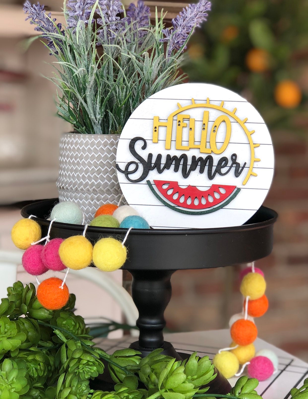 Hello summer sign | Tiered tray sign | summer sign | watermelon tiere…