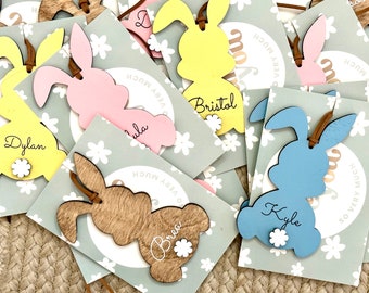 Easter bunny name tag | personalized Easter basket basket tag | Custom bunny wood gift tag
